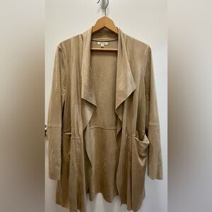 Max Studio Taupe/Tan Suede Like Open Drape Duster Jacket / Large